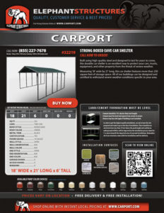 18x21 Boxed Eave Car Shelter