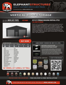 Vertical Roof Storage Metal Building