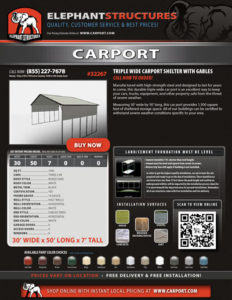 30x50 Triple Wide Carport