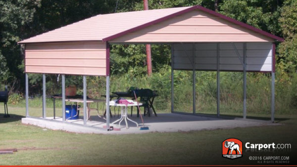 18x21 Two Car Carport with Boxed Eave Roof