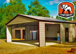 Carport matches the coloring of the house.