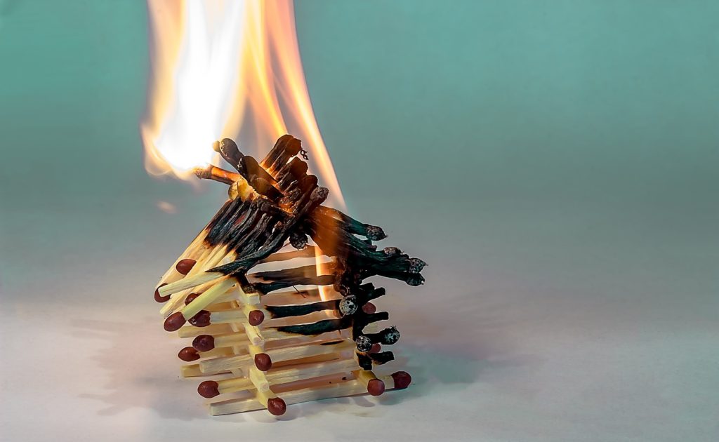 a house made of matches burn down