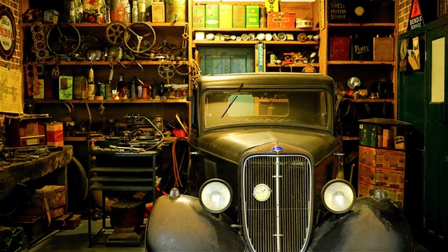 Vintage car in a garage